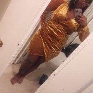 Simply Be Gold Velvet Dress